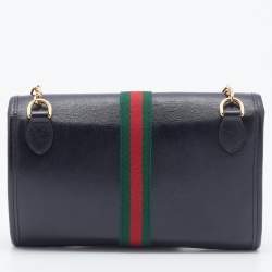 Pre Owned Gucci Black Leather Small Rajah Shoulder Bag
