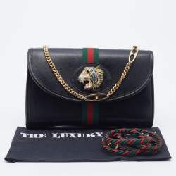 Pre Owned Gucci Black Leather Small Rajah Shoulder Bag