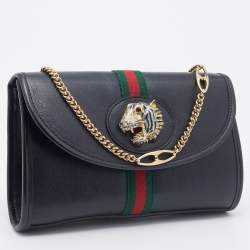 Pre Owned Gucci Black Leather Small Rajah Shoulder Bag