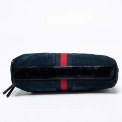 Pre Owned Gucci Dark Blue/Black Suede And Patent Leather Re(Belle) Satchel