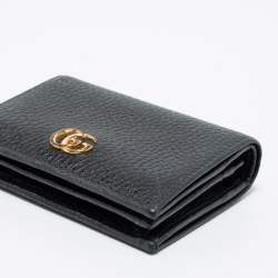 Gucci Black Leather GG Marmont Compact Folded Wallet