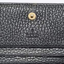 Gucci Black Leather GG Marmont Compact Folded Wallet