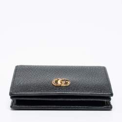 Gucci Black Leather GG Marmont Compact Folded Wallet