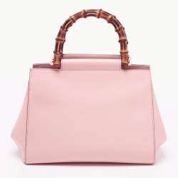 مملوكة مسبقًا Gucci Pink Leather Small Nymphaea Bamboo Tote