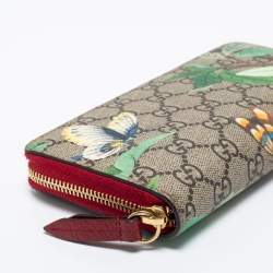 مملوكة مسبقًا Gucci Beige GG Supreme Canvas Tian Zip Around Wallet