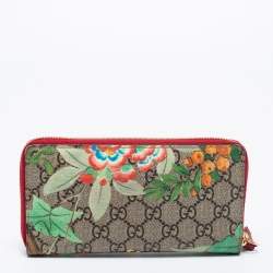مملوكة مسبقًا Gucci Beige GG Supreme Canvas Tian Zip Around Wallet