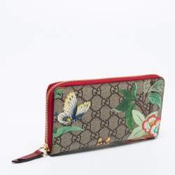 مملوكة مسبقًا Gucci Beige GG Supreme Canvas Tian Zip Around Wallet