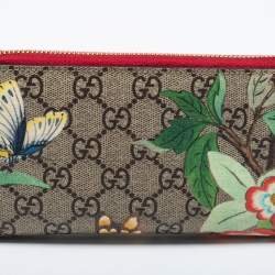 مملوكة مسبقًا Gucci Beige GG Supreme Canvas Tian Zip Around Wallet