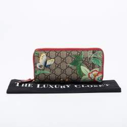 مملوكة مسبقًا Gucci Beige GG Supreme Canvas Tian Zip Around Wallet