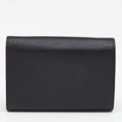 Gucci Black Leather GG Marmont Wallet on Chain
