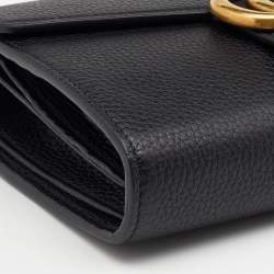 Gucci Black Leather GG Marmont Wallet on Chain