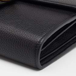 Gucci Black Leather GG Marmont Wallet on Chain
