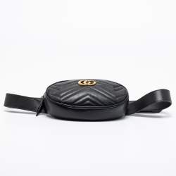 Pre Owned حقيبة خصر غوتشي جي جي مارمونت جلد ماتيلاس أسود