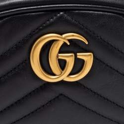 Pre Owned حقيبة خصر غوتشي جي جي مارمونت جلد ماتيلاس أسود