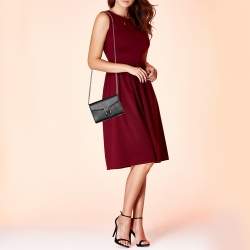 Pre Owned Gucci Black Leather Mini Dionysus Wallet On Chain