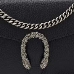 Pre Owned Gucci Black Leather Mini Dionysus Wallet On Chain