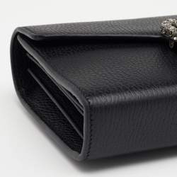Pre Owned Gucci Black Leather Mini Dionysus Wallet On Chain