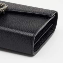 Pre Owned Gucci Black Leather Mini Dionysus Wallet On Chain