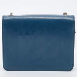 Pre Owned Gucci Blue Leather Small Interlocking G Shoulder Bag