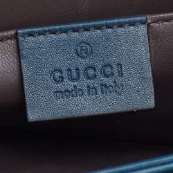 Pre Owned Gucci Blue Leather Small Interlocking G Shoulder Bag