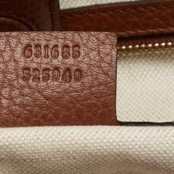 Pre Owned Gucci Blue/Brown GG Denim And Leather Medium Ophidia Tote