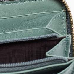 Gucci Teal Green Microguccissima Patent Leather Zip Around Wallet