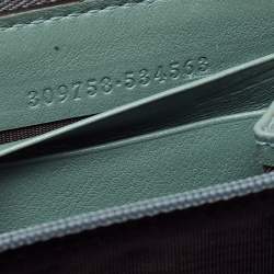 Gucci Teal Green Microguccissima Patent Leather Zip Around Wallet