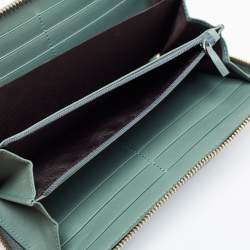 Gucci Teal Green Microguccissima Patent Leather Zip Around Wallet