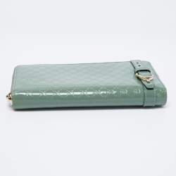 Gucci Teal Green Microguccissima Patent Leather Zip Around Wallet