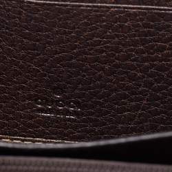 مملوكة مسبقًا محفظة غوتشي جلد وكانفاس جي جي بني/بيج مزينة بامبو بسحاب ملتف