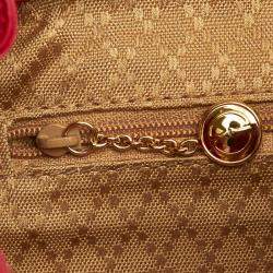 Pre Owned Gucci Red Leather Bamboo Backpack