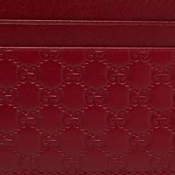 Pre Owned حامل بطاقات غوتشى جلد مايكروغوتشيسيما أحمر