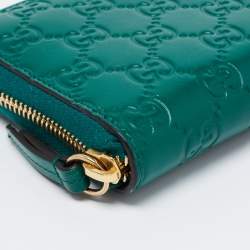 مملوكة مسبقًا محفظة كونتيننتال غوتشي جلد غوتشيسيما أخضر سحاب ملتف 