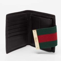 Pre Owned Gucci Beige/Brown GG Canvas and Leather Web Flap French Wallet