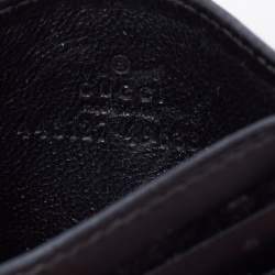 مملوكة مسبقًا Gucci Black Matelasse Leather GG Marmont Card Holder