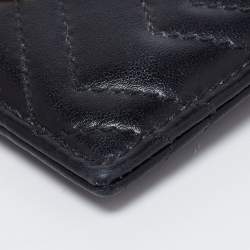مملوكة مسبقًا Gucci Black Matelasse Leather GG Marmont Card Holder