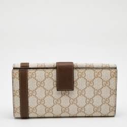 Gucci Beige/Brown GG Supreme Canvas Nice Flap Wallet