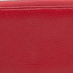 Gucci Red Leather Bamboo Tassel Zip Around Wallet