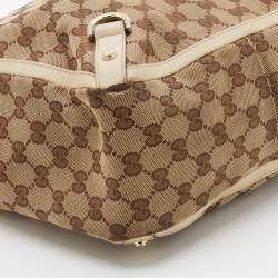 Pre Owned Gucci Beige/Cream GG Canvas And Leather Abbey D-Ring Tote