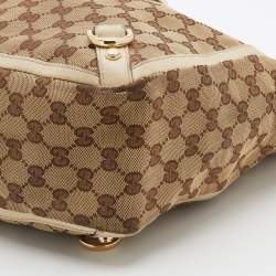Pre Owned Gucci Beige/Cream GG Canvas And Leather Abbey D-Ring Tote