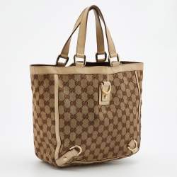 Pre Owned Gucci Beige/Cream GG Canvas And Leather Abbey D-Ring Tote
