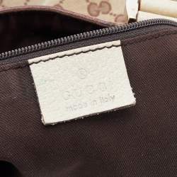 Pre Owned Gucci Beige/Cream GG Canvas And Leather Abbey D-Ring Tote
