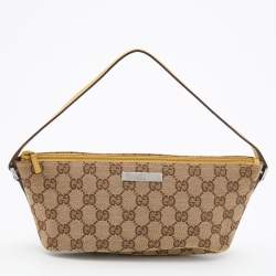 مملوكة مسبقًا حقيبة غوتشي باغويت جلد وكانفاس جي جي أصفر / بيج