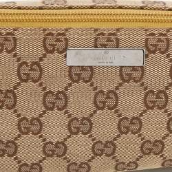 مملوكة مسبقًا حقيبة غوتشي باغويت جلد وكانفاس جي جي أصفر / بيج