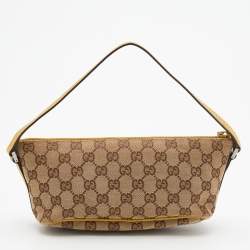 مملوكة مسبقًا حقيبة غوتشي باغويت جلد وكانفاس جي جي أصفر / بيج
