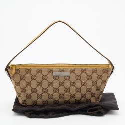مملوكة مسبقًا حقيبة غوتشي باغويت جلد وكانفاس جي جي أصفر / بيج