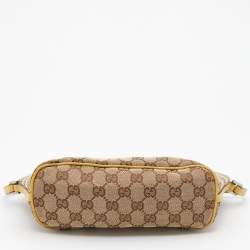 مملوكة مسبقًا حقيبة غوتشي باغويت جلد وكانفاس جي جي أصفر / بيج