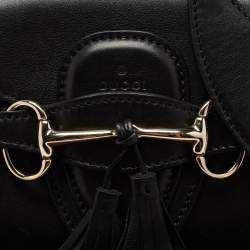 مملوكة مسبقًا حقيبة كتف غوتشي إيميلي جلد أسود بسلسلة