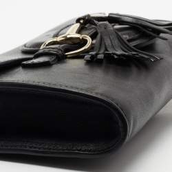 مملوكة مسبقًا حقيبة كتف غوتشي إيميلي جلد أسود بسلسلة