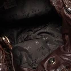 Pre Owned Gucci Dark Brown Snakeskin Large Hysteria Hobo